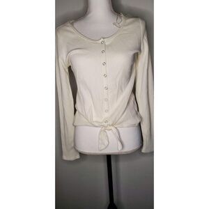 Ultra Flirt Long Sleeve Tied Hem 2 Way Shirt Large